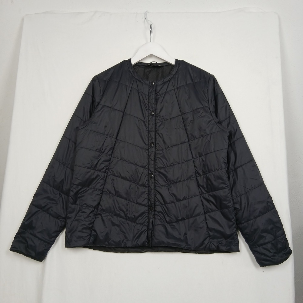 The North Face Womens Black Quilted Snap Front Liner Puffer Jacket Large